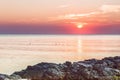 Dawn on the Black Sea in Sozopol, Bulgaria. Royalty Free Stock Photo