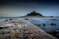 Dawn breaking at St Michael`s Mount, Mounts Bay, Cornwall