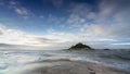 Dawn breaking at St Michael`s Mount, Mounts Bay, Cornwall