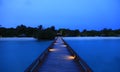 Dawn at bridge water bungalows in Maldives.