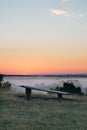 Dawn broken bench vantage point