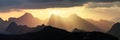 Dawn in the Caucasus Mountains, panorama Royalty Free Stock Photo