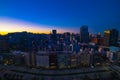 A dawn cityscape in Tokyo high angle wide shot
