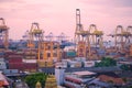 Dawn on the container terminal of the cargo port of Colombo