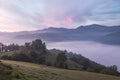 Landscape of an amazing dawn at the countryside of Asturias at the north of Spain Royalty Free Stock Photo