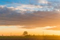 Dawn on cultivated fields Royalty Free Stock Photo