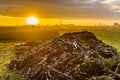 Dawn on cultivated fields Royalty Free Stock Photo