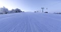 Dawn on an empty ski slope. Panorama. Royalty Free Stock Photo