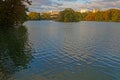 Dawn on the fall colors around the lake Royalty Free Stock Photo