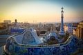 Dawn at a famous park in Barcelona, Spain