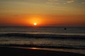 Dawn at the hair of the water in Pinamar, Argentina. Royalty Free Stock Photo