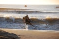 Dawn at the hair of the water in Pinamar, Argentina. Royalty Free Stock Photo