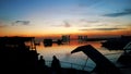 Dawn in the harbor, Muara Angke, Jakarta, Indonesia Royalty Free Stock Photo