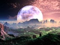Dawn on Idyllic Earth-like Planet Royalty Free Stock Photo