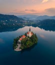 Dawn on Lake Bled Slovenia Royalty Free Stock Photo