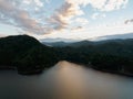 Dawn at Lake Waikaremoana aerial view. Te Urewera native forest. New Zealand