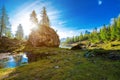 Dawn landscape of the Italian Dolomites Royalty Free Stock Photo