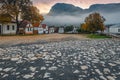 Dawn landscape in Rimetea village with Piatra Secuiului mountain, Romania Royalty Free Stock Photo