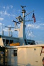 Dawn light on the mast and nameplate of Washington State Ferry Spokane Royalty Free Stock Photo
