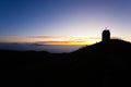 Dawn at the little church, mount Grappa landscape, Italy