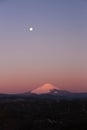 Dawn moon and Mt. Fuji Royalty Free Stock Photo
