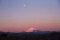 Dawn moon and Mt. Fuji Royalty Free Stock Photo