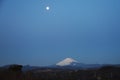 Dawn moon and Mt. Fuji Royalty Free Stock Photo