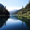 dawn pond autumn reservior tree lake nature mountain dusk water moun Royalty Free Stock Photo