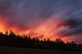 Dawn mountains sky fiery clouds