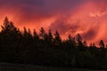 Dawn mountains sky fiery clouds