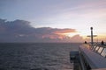 Dawn in ocean and deck of cruise liner. Caribbean Sea Royalty Free Stock Photo