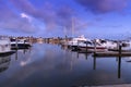 Dawn over the boats in Esplanade Harbor Marina in Marco Island Royalty Free Stock Photo