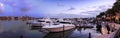 Dawn over the boats in Esplanade Harbor Marina in Marco Island Royalty Free Stock Photo