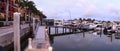 Dawn over the boats in Esplanade Harbor Marina in Marco Island Royalty Free Stock Photo