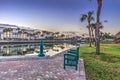 Dawn over the boats in Esplanade Harbor Marina in Marco Island Royalty Free Stock Photo