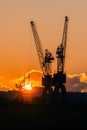 Dawn over the Golden Horn Bay in Vladivostok. Royalty Free Stock Photo