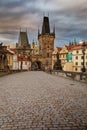 View of the Lesser Bridge Tower of Charles Bridge in Prague at s Royalty Free Stock Photo