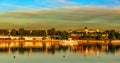 View of the right bank of the Volga with the river port in Yaroslavl Royalty Free Stock Photo