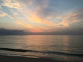 Dawn with Pelicans and Seagulls in Spring at Miami Beach, Florida. Royalty Free Stock Photo