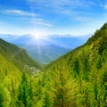 Dawn in the picturesque mountains Royalty Free Stock Photo