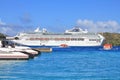Dawn Princess, cruise ship of Princes Cruises line anchored at sea by Bora Bora island Royalty Free Stock Photo