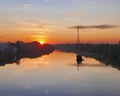 Dawn reflection on the river in Ho Chi Minh city Vietnam