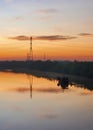 Dawn reflection on the river in Ho Chi Minh city Vietnam