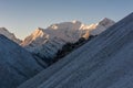 Dawn rising in mountains.