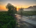 Dawn in the river valley Royalty Free Stock Photo