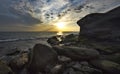 Dawn on the rocky shore of Makhachkala