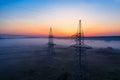 Dawn's Illumination: A Mesmerizing Tapestry of Power Lines at Sunrise