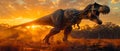 Dawn\'s Roar: A T. rex Awakens the Ancient World. Concept Dinosaurs, Paleontology, Prehistoric