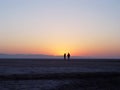 Dawn on the salt lake Chott El Jerid Royalty Free Stock Photo