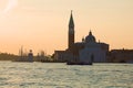 Dawn at San Giorgio Magiore`s cathedral. Morning in Venice, Italy Royalty Free Stock Photo